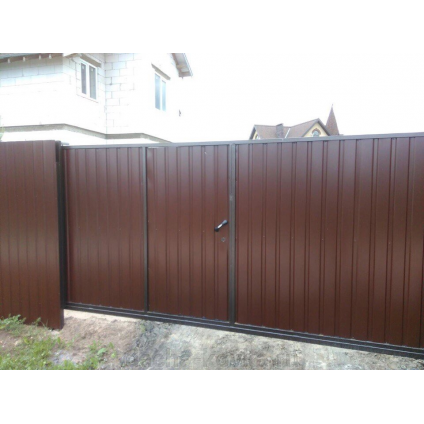 Распашные ворота с калиткой 3x2,2 м