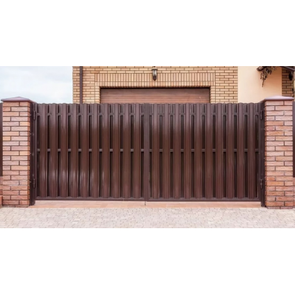 Распашные ворота из евроштакетника 3x1,8 м
